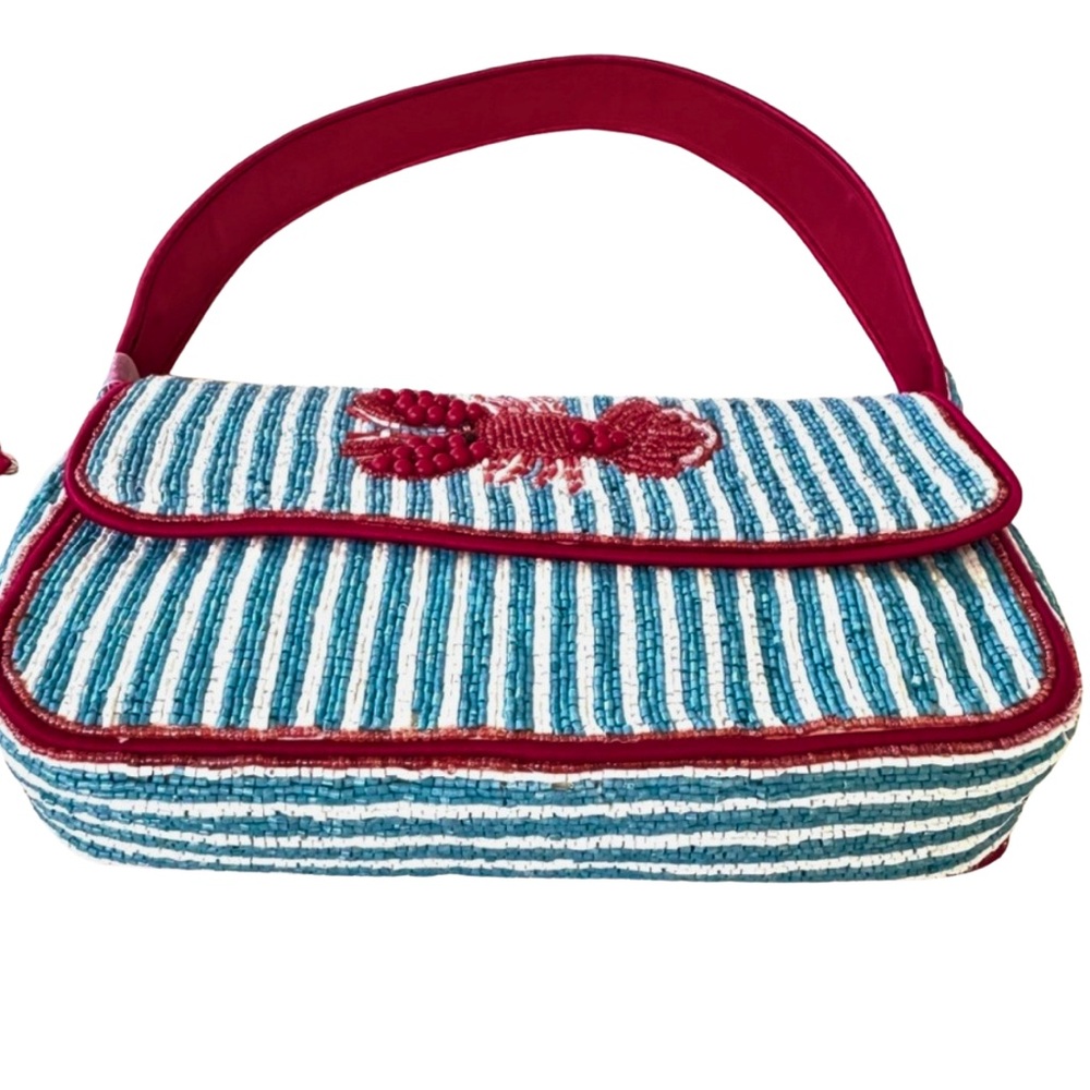 Beaded Lobster Shoulder Bag + Red Lobster Charm | NWT | Preppy Coastal Summer - Picture 6 of 7